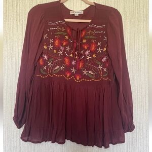 Montana Co Size Medium Embroidered Flowers Top Western Style